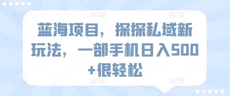 蓝海项目，探探私域新玩法，一部手机日入500+很轻松【揭秘】-Ai创业网