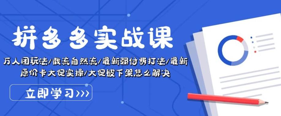 拼多多实战课：万人团玩法/截流自然流/最新强付费打法/最新原价卡大促..-Ai创业网