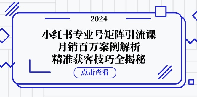 小红书专业号矩阵引流课，月销百万案例解析，精准获客技巧全揭秘-Ai创业网