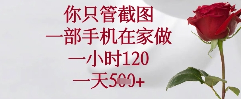 你只管截图，一部手机在家可以做，一小时120.一天5张+【揭秘】-Ai创业网