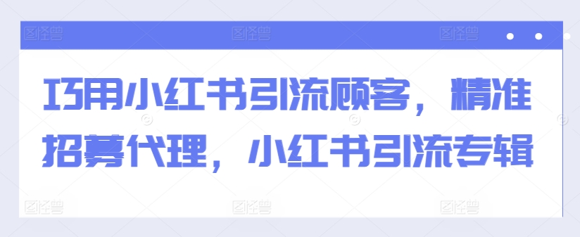 巧用小红书引流顾客，精准招募代理，小红书引流专辑-Ai创业网