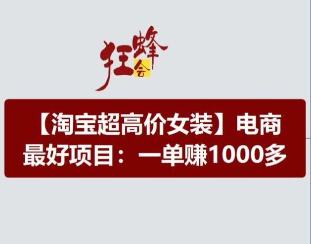 淘宝超高价女装项目，电商最好赛道，一单赚1000多-Ai创业网
