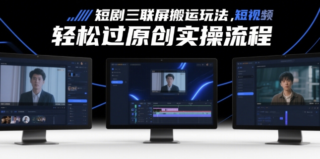短剧三联屏搬运玩法，短剧搬运轻松过原创实操流程-Ai创业网