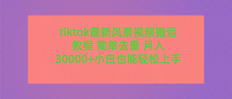 (9804期)tiktok最新风景视频搬运教程 简单去重 月入30000+附全套工具-Ai创业网