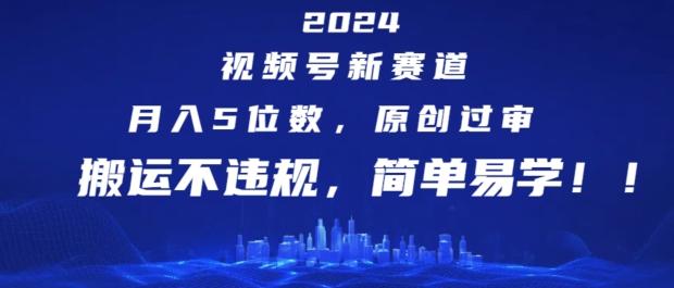 2024视频号新赛道，月入5位数+，原创过审，搬运不违规，简单易学【揭秘】-Ai创业网