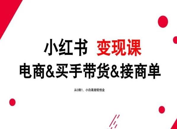 2024年最新小红书变现课，电商&买手带货&接商单，从0到1，小白高效轻创业-Ai创业网