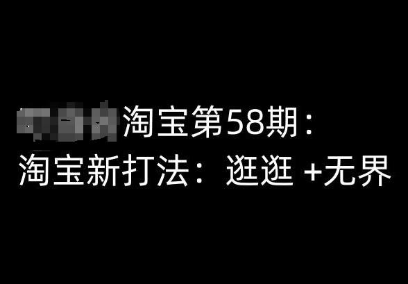 淘宝第58期培训课程，淘宝新打法：逛逛 +无界-Ai创业网