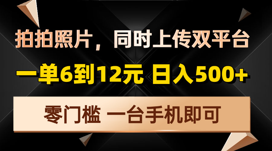 拍拍照片，同时上传双平台，一单6到12元，轻轻松松日入500+，零门槛，...-Ai创业网