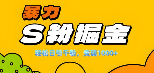 单人单机日引千粉，变现1k+，S粉流量掘金计划攻略【揭秘】-Ai创业网