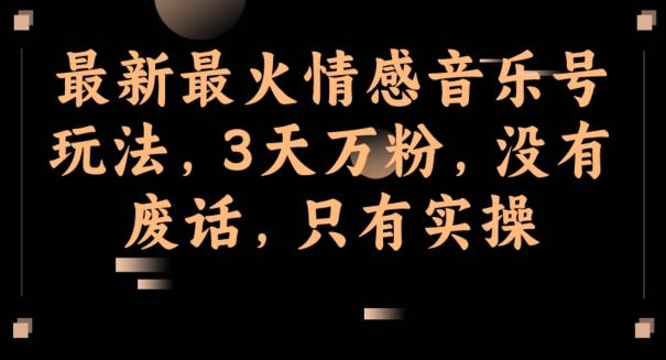 最新最火情感音乐号玩法，3天万粉，没有废话，只有实操-Ai创业网