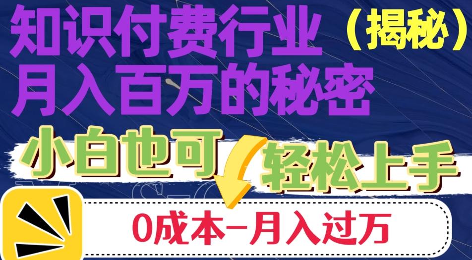 揭秘知识付费行业月入百万的秘密，小白也可轻松上手，月入过万-Ai创业网