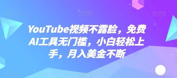YouTube视频不露脸，免费AI工具无门槛，小白轻松上手，月入美金不断【揭秘】-Ai创业网