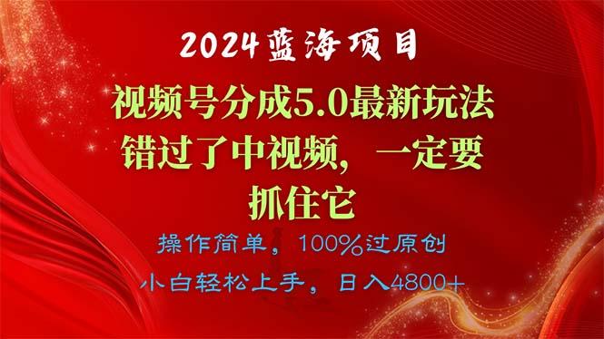 2024蓝海项目，视频号分成计划5.0最新玩法，错过了中视频，一定要抓住...-Ai创业网