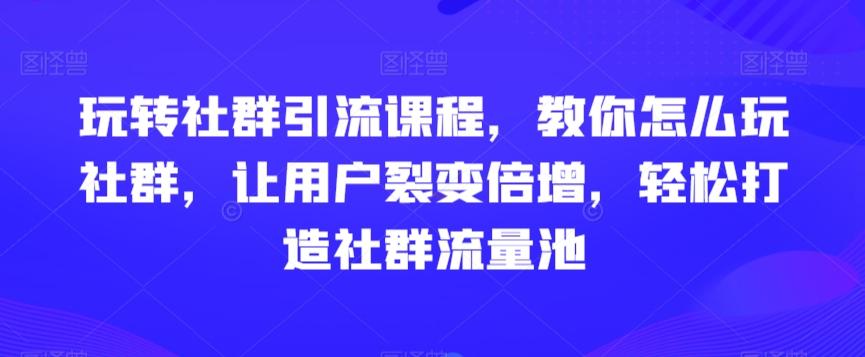 玩转社群引流课程，教你怎么玩社群，让用户裂变倍增，轻松打造社群流量池-Ai创业网