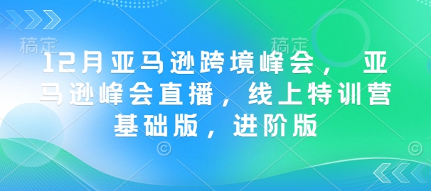12月亚马逊跨境峰会， 亚马逊峰会直播，线上特训营基础版，进阶版-Ai创业网