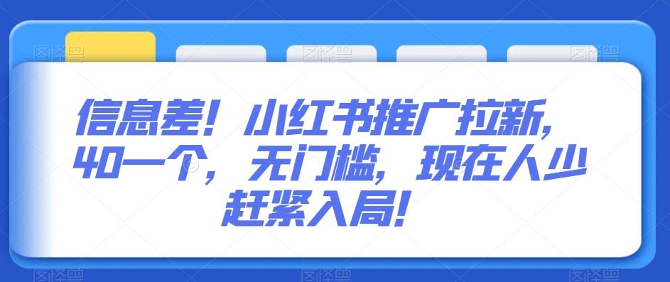 信息差！小红书推广拉新，40一个，无门槛，现在人少赶紧入局！-Ai创业网