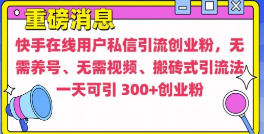 快手最新引流创业粉方法，无需养号、无需视频、搬砖式引流法【揭秘】-Ai创业网