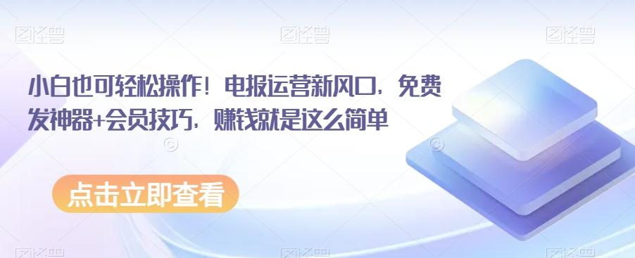 小白也可轻松操作！电报运营新风口，免费发神器+会员技巧，赚钱就是这么简单-Ai创业网