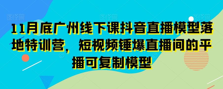 11月底广州线下课抖音直播模型落地特训营，短视频锤爆直播间的平播可复制模型-Ai创业网