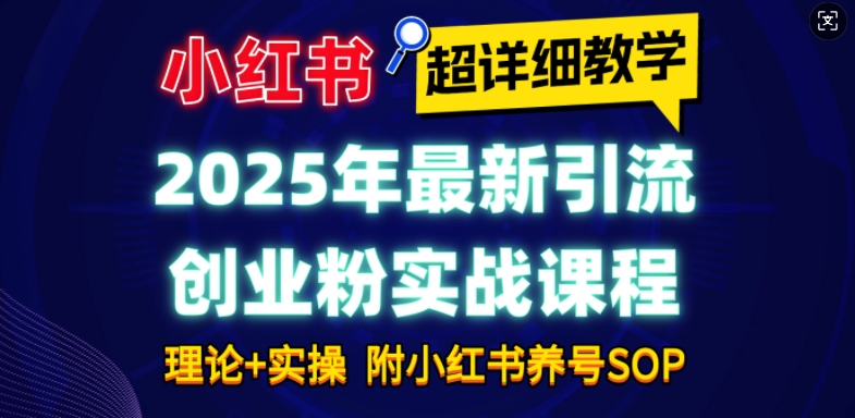 2025年最新小红书引流创业粉实战课程【超详细教学】小白轻松上手，月入1W+，附小红书养号SOP-Ai创业网