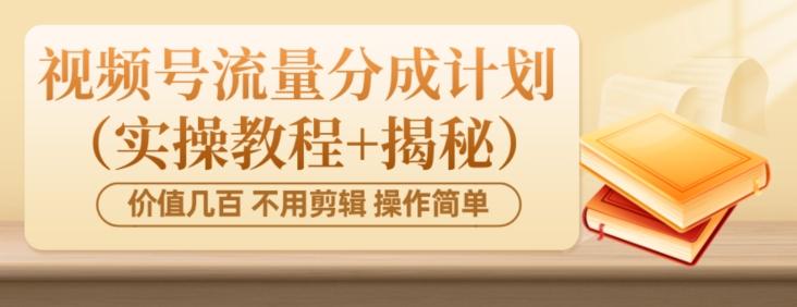 价值几百上千不用剪辑简单操作视频号流量分成计划（实操教程+揭秘）-Ai创业网