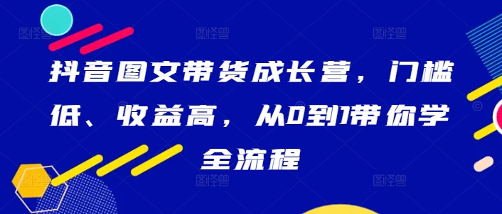 抖音图文带货成长营，门槛低、收益高，从0到1带你学全流程-Ai创业网