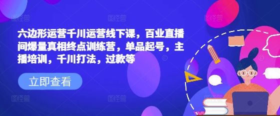 六边形运营千川运营线下课，百业直播间爆量真相终点训练营，单品起号，主播培训，千川打法，过款等-Ai创业网