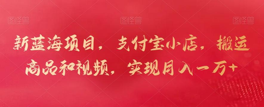 新蓝海项目，支付宝小店，搬运商品和视频，实现月入一万+【揭秘】-Ai创业网