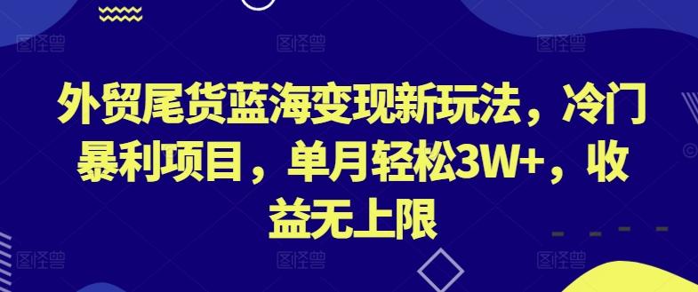 外贸尾货蓝海变现新玩法，冷门暴利项目，单月轻松3W+，收益无上限【揭秘】-Ai创业网