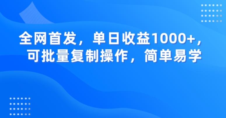 全网首发，单日收益1000+，可批量复制操作，简单易学【揭秘】-Ai创业网