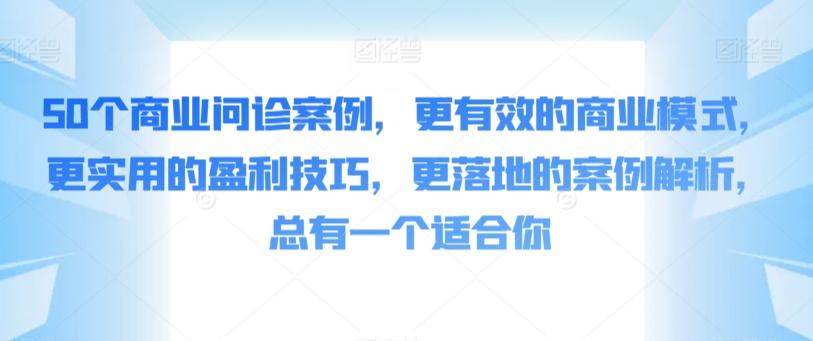 50个商业问诊案例，更有效的商业模式，更实用的盈利技巧，更落地的案例解析，总有一个适合你-Ai创业网