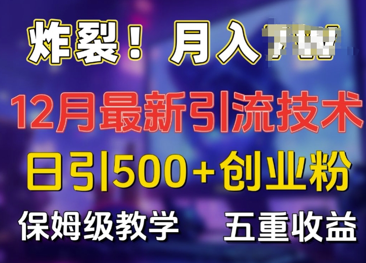 炸裂!揭秘12月最新日引流500+精准创业粉，多重收益保姆级教学-Ai创业网