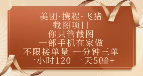 飞猪美团截图项目，你只管截图，一部手机在家做，正规平台无套路，一天5张+【揭秘】-Ai创业网