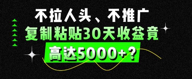 不拉人头、不推广，复制粘贴30天收益竟高达5000+？-Ai创业网