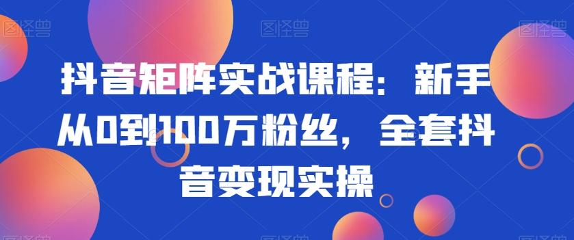 抖音矩阵实战课程：新手从0到100万粉丝，全套抖音变现实操-Ai创业网