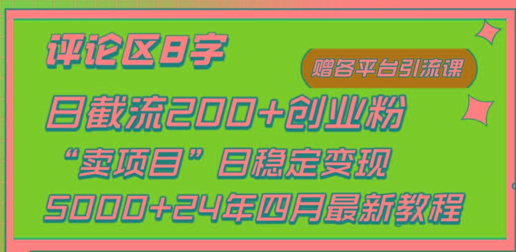 (9851期)评论区8字日载流200+创业粉  日稳定变现5000+24年四月最新教程！-Ai创业网