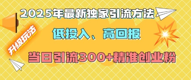 2025年最新独家引流方法，低投入高回报？当日引流300+精准创业粉-Ai创业网