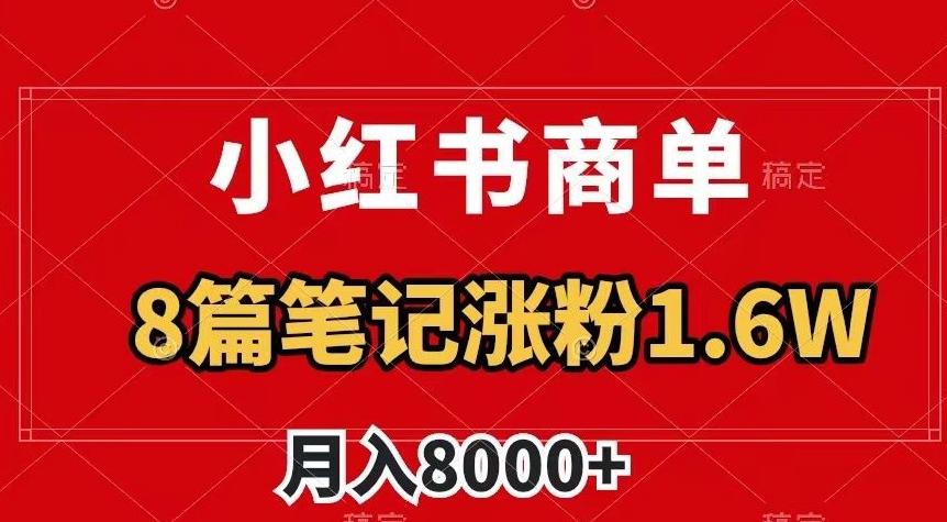 小红书商单最新玩法，8篇笔记涨粉1.6w，作品制作简单，月入8000+【揭秘】-Ai创业网