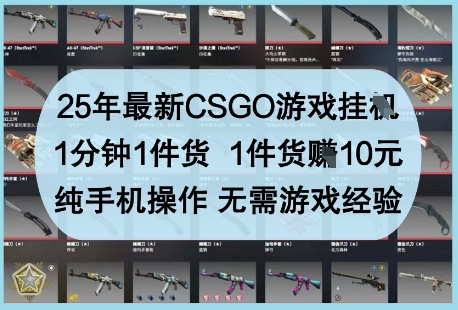 25年最新CSGO游戏挂G，1分钟1件货，1件货挣10元，纯手机操作，无需游戏经验【揭秘】-Ai创业网