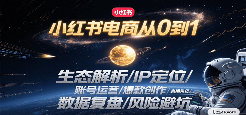 小红书电商从0到1：生态解析/IP定位/ 账号运营/爆款创作/直播带货/数据复盘/风险避坑-Ai创业网