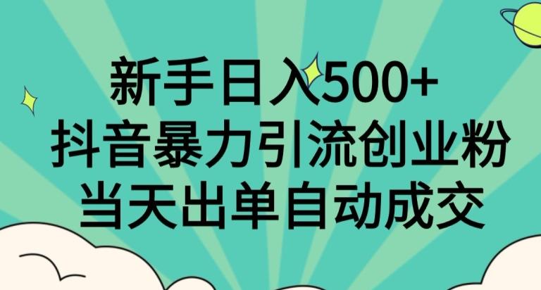 新手日入500+，抖音暴力引流创业粉，当天出单自动成交-Ai创业网
