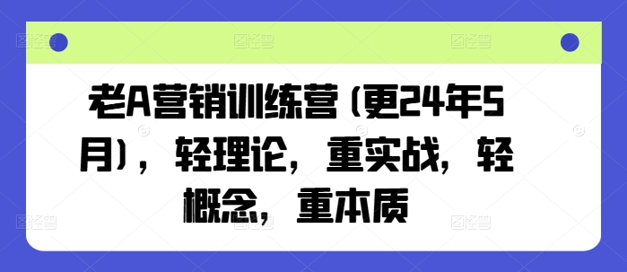 老A营销训练营(更24年8月)，轻理论，重实战，轻概念，重本质-Ai创业网