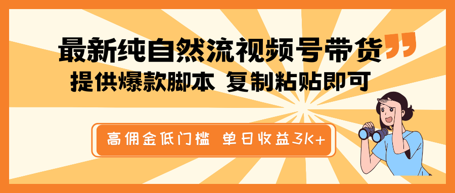 最新纯自然流视频号带货，提供爆款脚本简单 复制粘贴即可，高佣金低门槛，单日收益3K+-Ai创业网