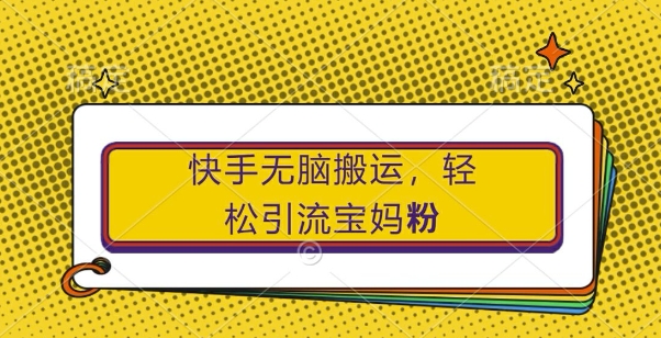 快手无脑搬运，轻松引流宝妈粉，纯小白轻松上手【揭秘】-Ai创业网