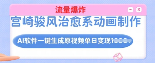 宫崎骏风治愈系动画制作，AI软件一键生成原创视频流量爆炸，单日变现多张，详细实操流程-Ai创业网