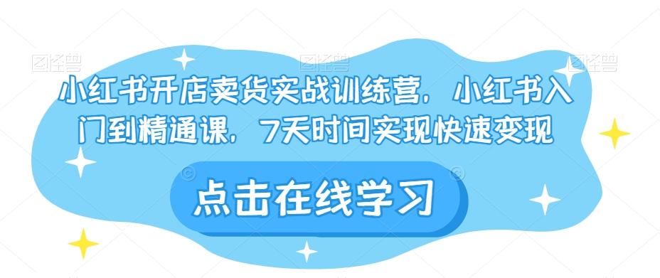 小红书开店卖货实战训练营，小红书入门到精通课，7天时间实现快速变现-Ai创业网