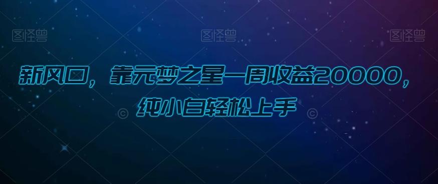 新风口，靠元梦之星一周收益20000，纯小白轻松上手-Ai创业网