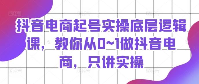 抖音电商起号实操底层逻辑课，教你从0~1做抖音电商，只讲实操-Ai创业网