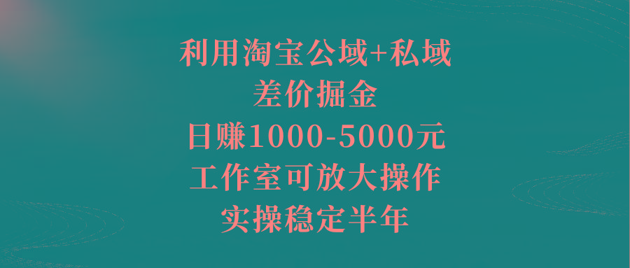 利用淘宝公域+私域差价掘金，日赚1000-5000元，工作室可放大操作，实操…-Ai创业网