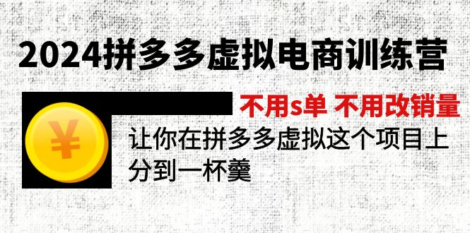 2024拼多多虚拟电商训练营 不s单 不改销量  做虚拟项目分一杯羹(更新10节-Ai创业网
